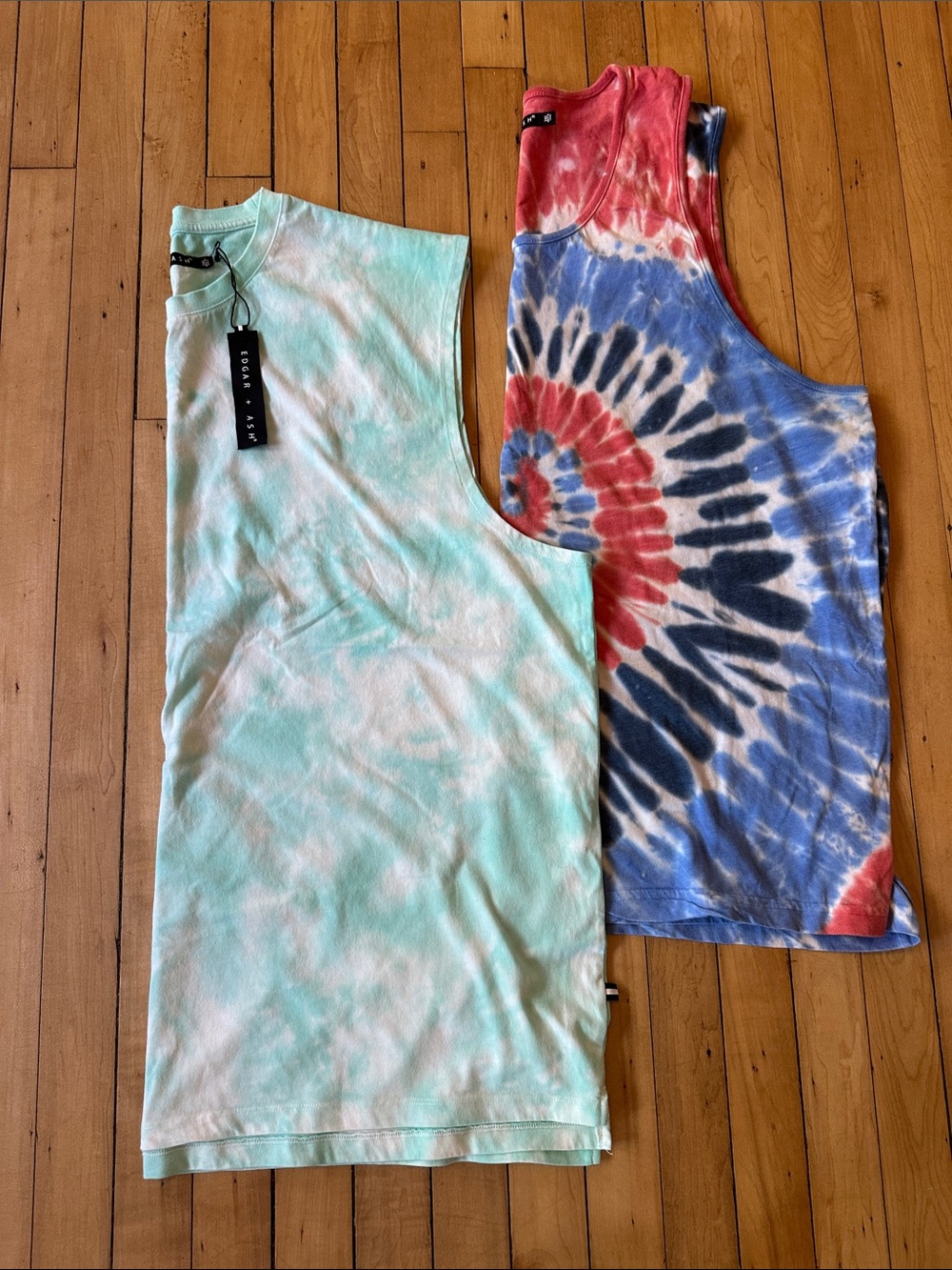 Edgar + Ash Men’s Tie-Dye Tank Tops - Mint & Red/Blue Spiral